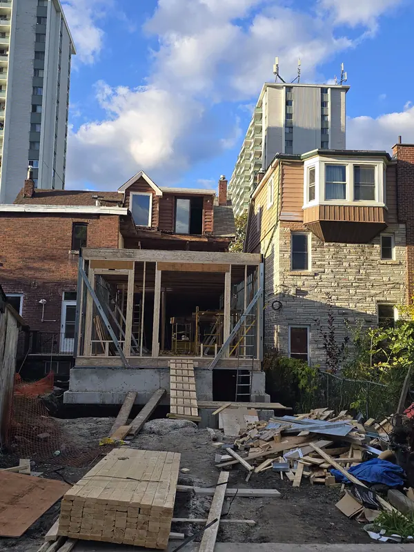 Backyard home addition framing