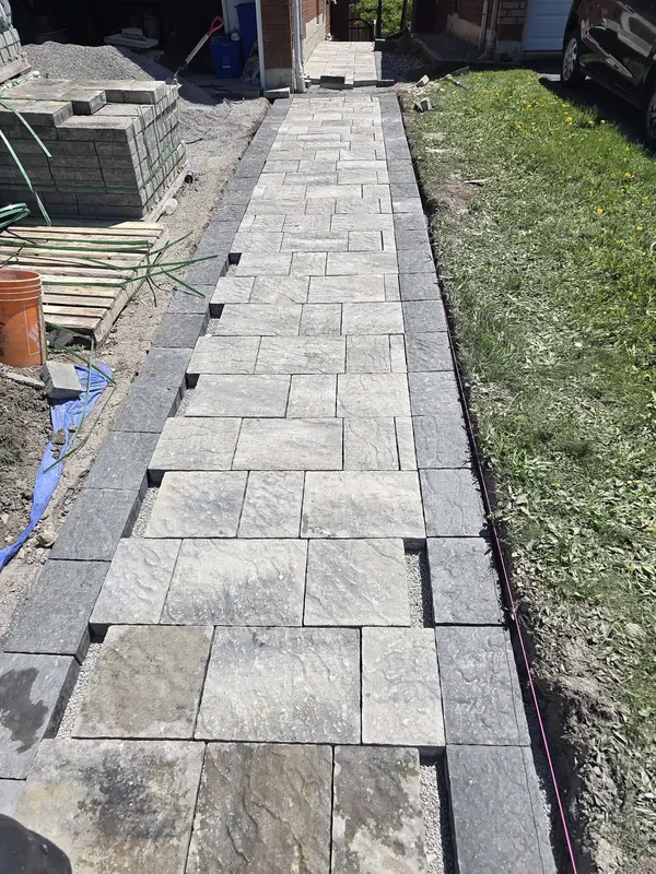 Finished interlock paver walkway