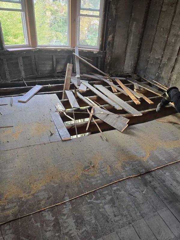 Floor demolition subfloor replacement