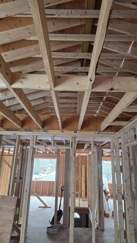 Interior wall framing open ceiling joists