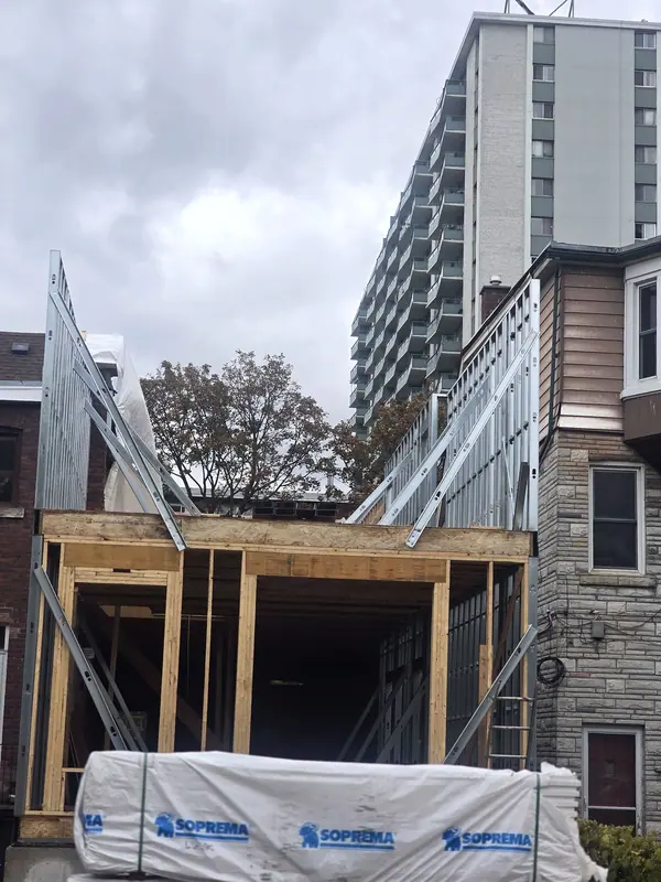 Rear addition wood steel framing