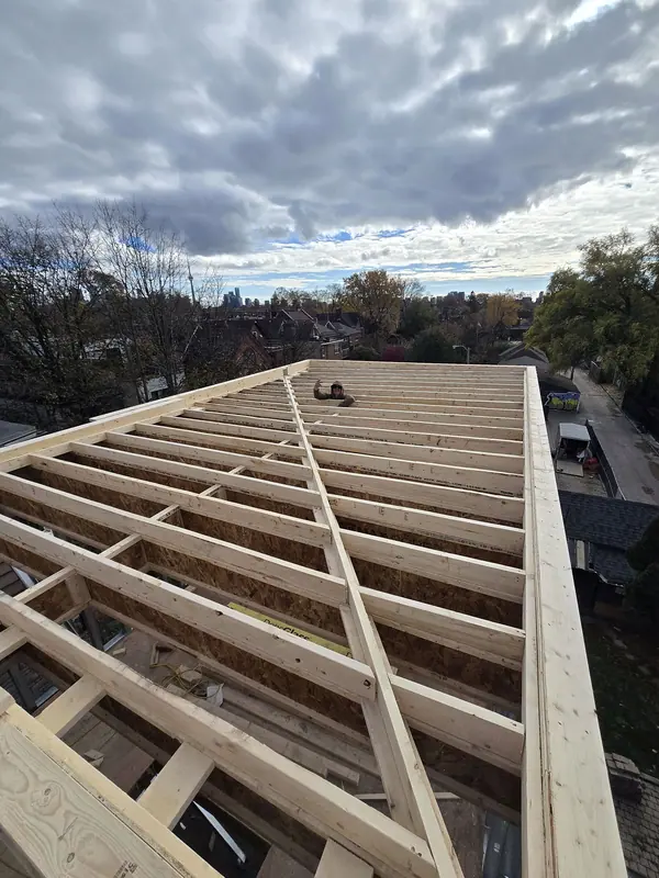 Roof joist framing city view
