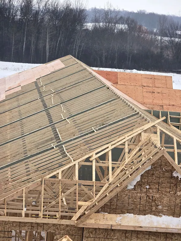 Roof truss sheathing winter build