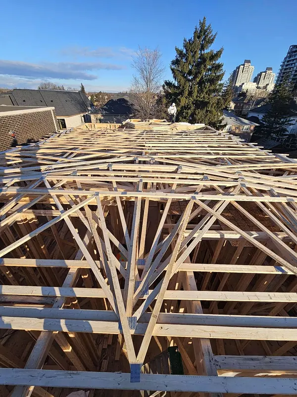 Roof trusses installed residential build