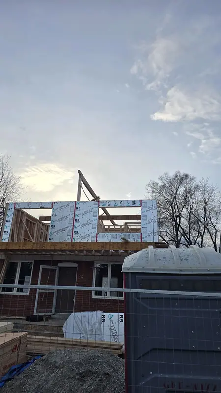 Second storey addition framing dusk