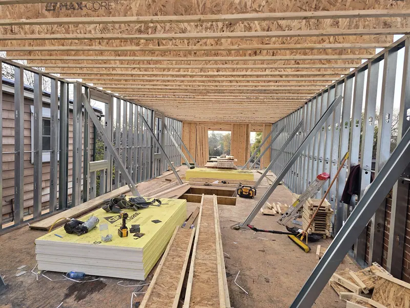 Steel stud framing open floor plan