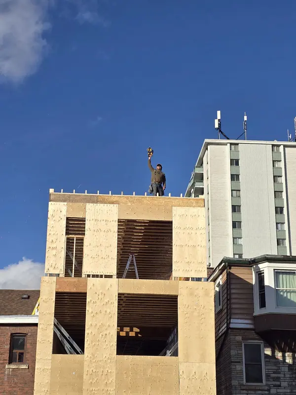 Three storey infill home framing sheathing